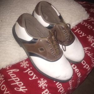 Men's Foot joy White and Brown Golf Shoes